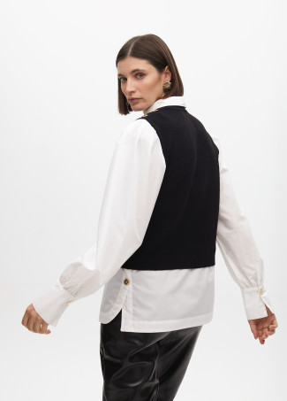 Kombinierter Pullover mit Popeline