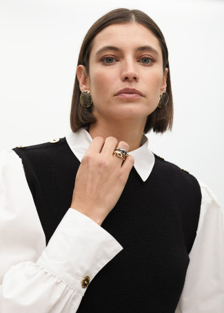 Kombinierter Pullover mit Popeline