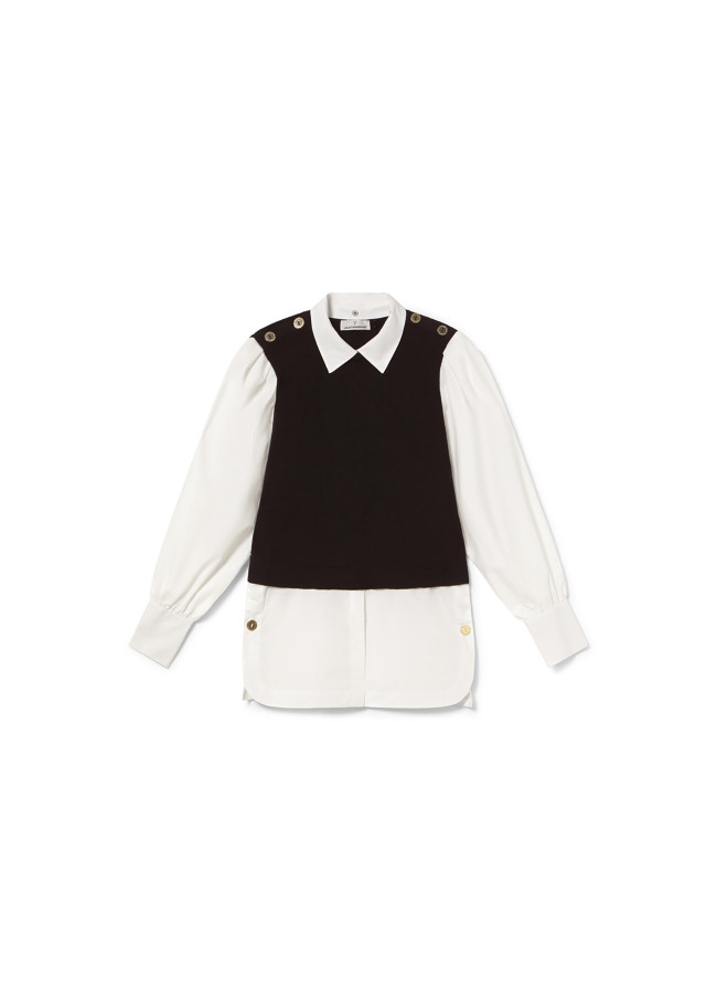 Kombinierter Pullover mit Popeline