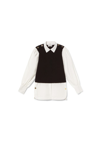 Kombinierter Pullover mit Popeline