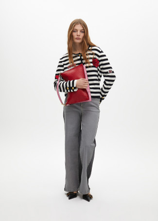 Cardigan Listrado com Patches