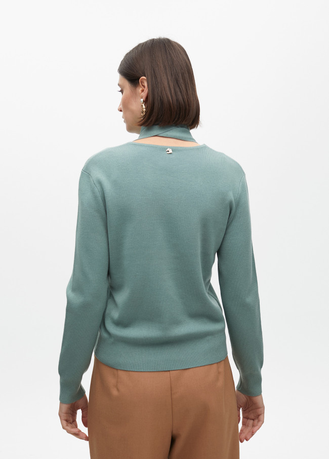 Knotted neck sweater