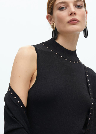 Long lurex knit cardigan