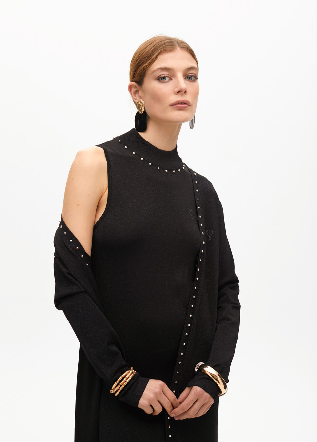 Long lurex knit cardigan