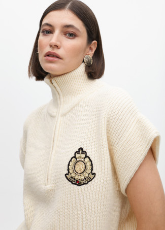 Chunky knit vest with chest zip detail