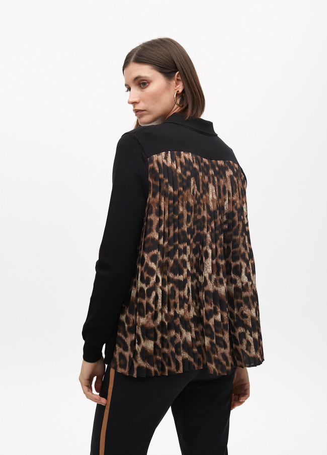 Pull à dos plissé imprimé animal