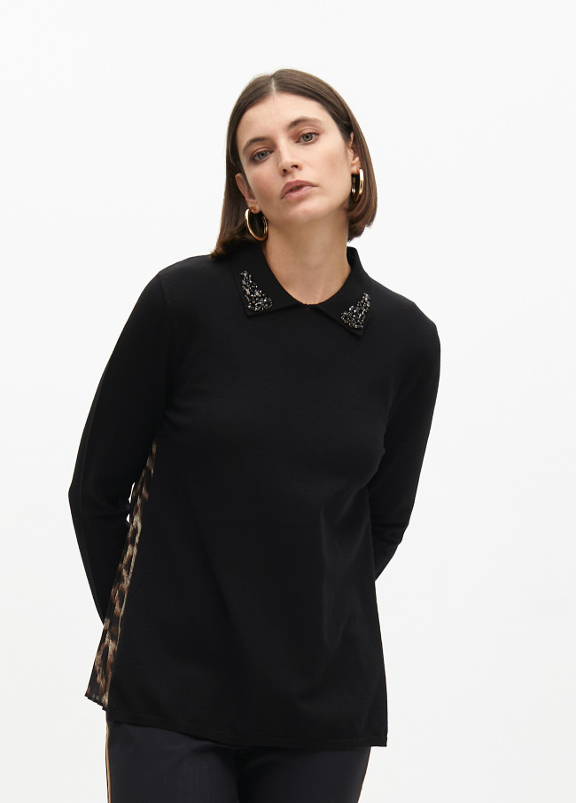 Jersey espalda plisada animal print