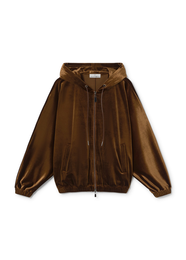 Sudadera oversize capucha terciopelo