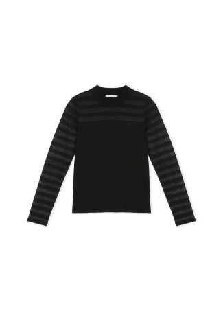 Fine knit sweater with transparent stripes