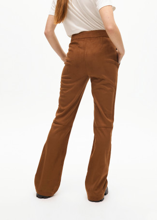 Faux suede flared trousers