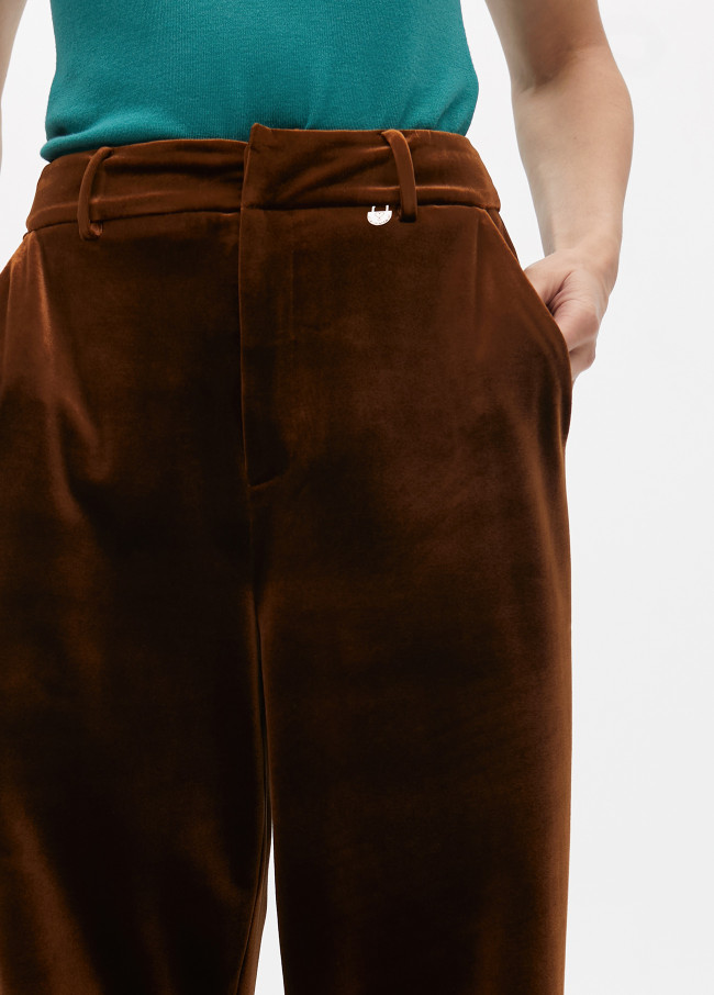 Wide-leg velvet trousers with side stripe