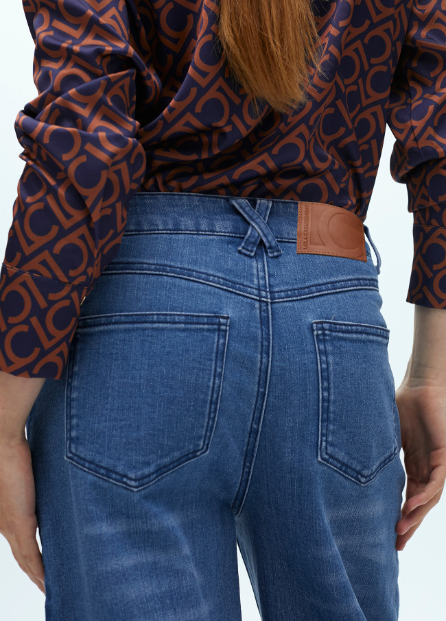 Pantalon en Jean avec Détails en Velours