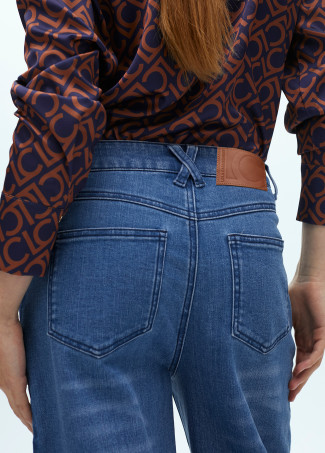 Pantalon en Jean avec Détails en Velours