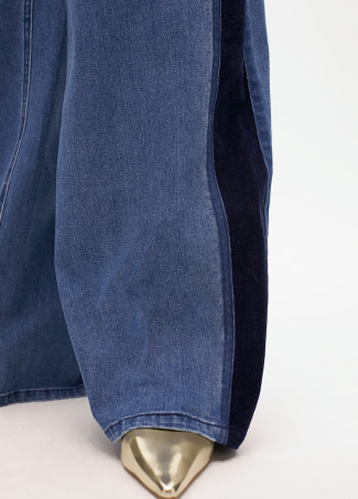 Pantalon en Jean avec Détails en Velours