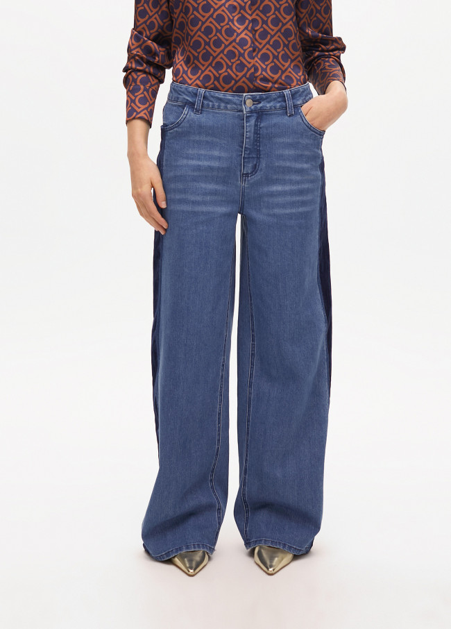 Pantalon en Jean avec Détails en Velours