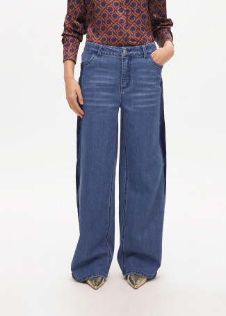 Pantalon en Jean avec Détails en Velours