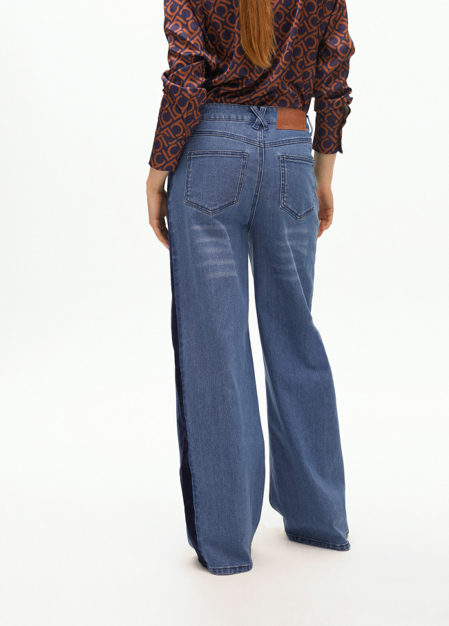 Pantalon en Jean avec Détails en Velours