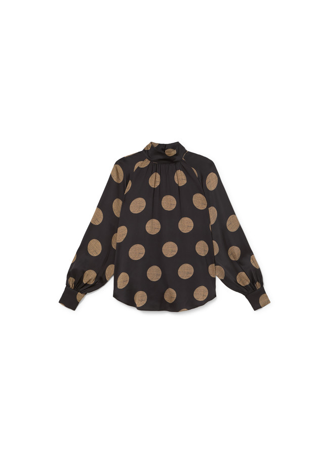 Shirt with puff sleeves and polka dot details