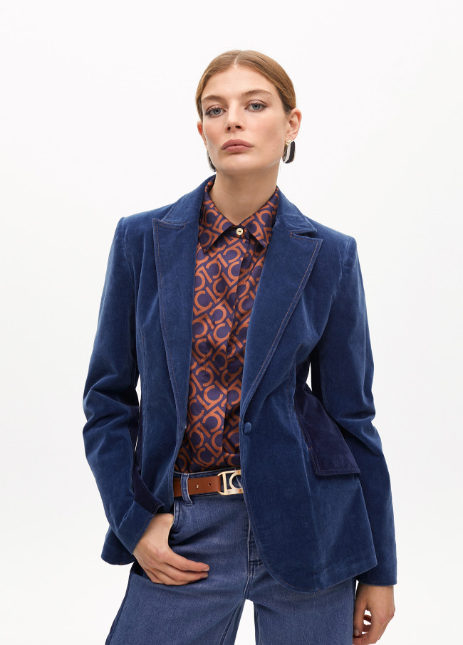 Giacca in Velluto Denim Dettagli Laterali