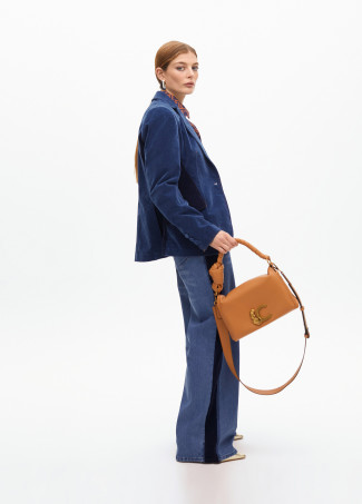 Blazer Ajusté en Velours Denim Détails Latéraux