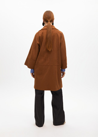 Oversize faux suede three-quarter-length jacket