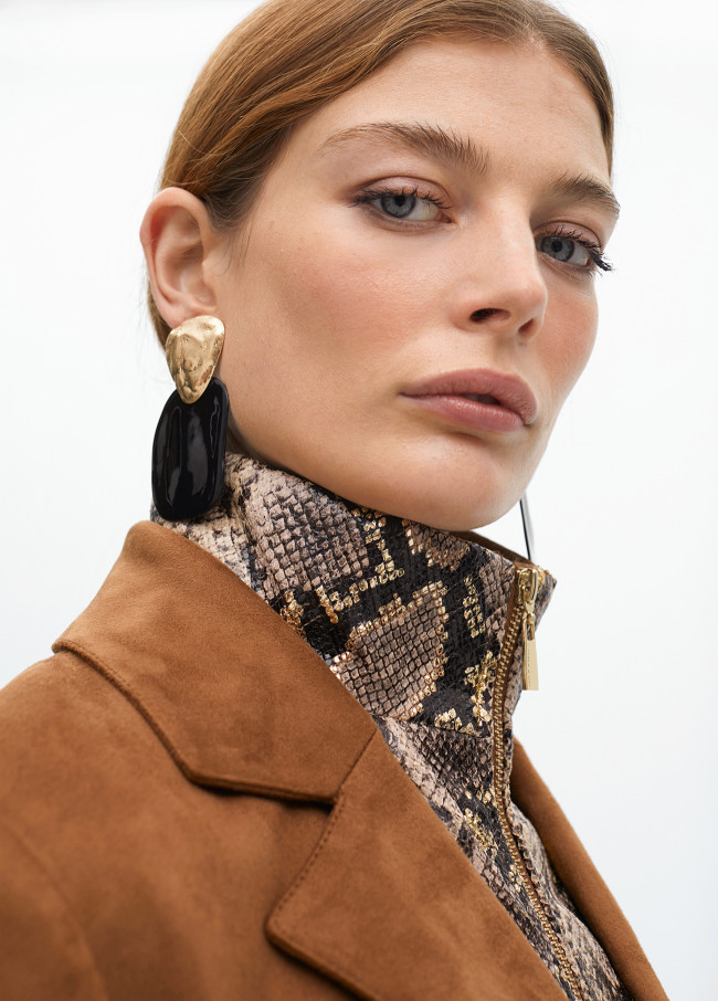 Blazer en suédine avec gilet effet serpent