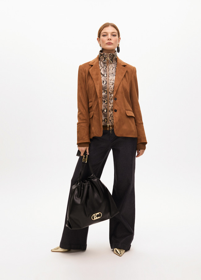 Blazer en suédine avec gilet effet serpent