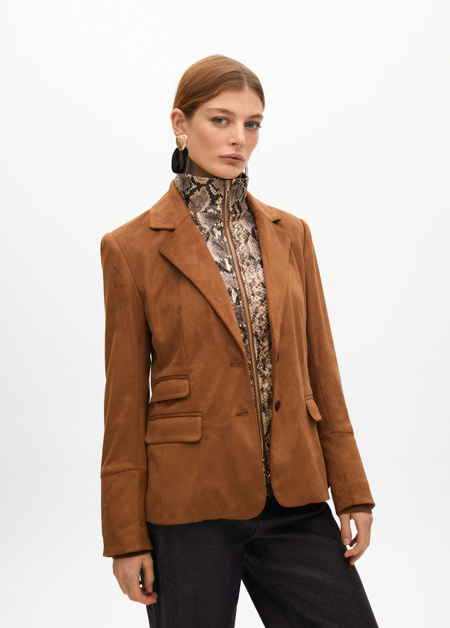 Blazer en suédine avec gilet effet serpent