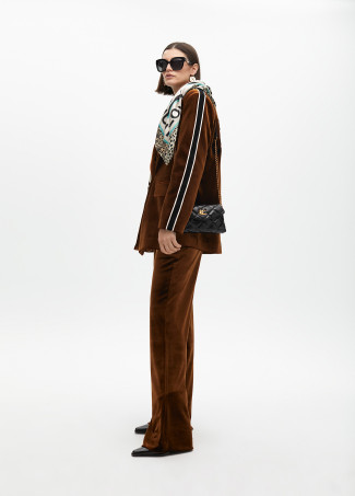 Velvet blazer with sleeve detail