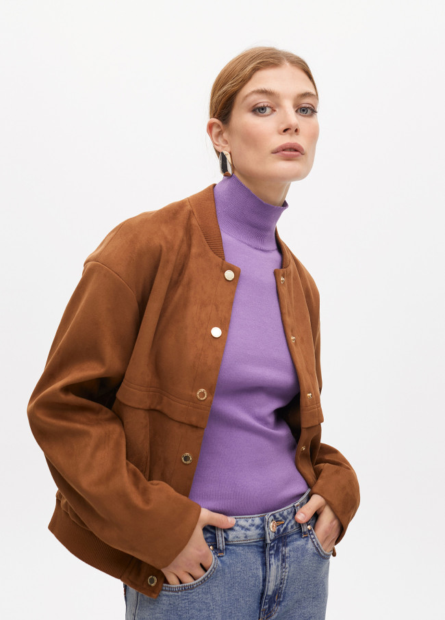 Blouson en suédine détail poches