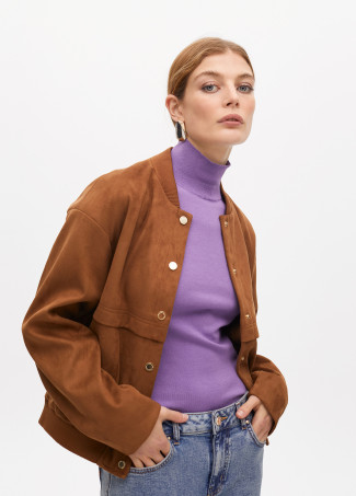 Blouson en suédine détail poches