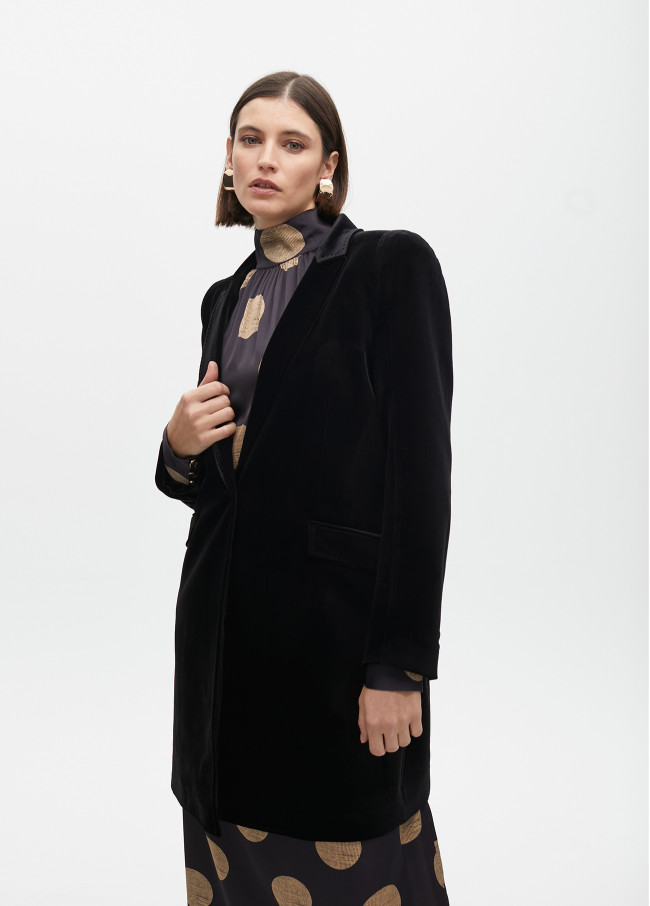 Fitted velvet frock coat