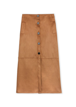 Faux suede pencil midi skirt