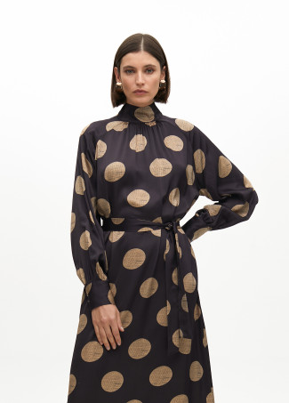 High Neck Puff Dress with Polka Dots - Lola Casademunt