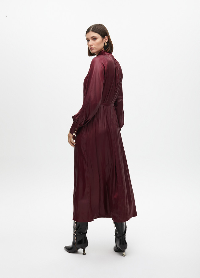 Shirt dress with waxed-effect belt