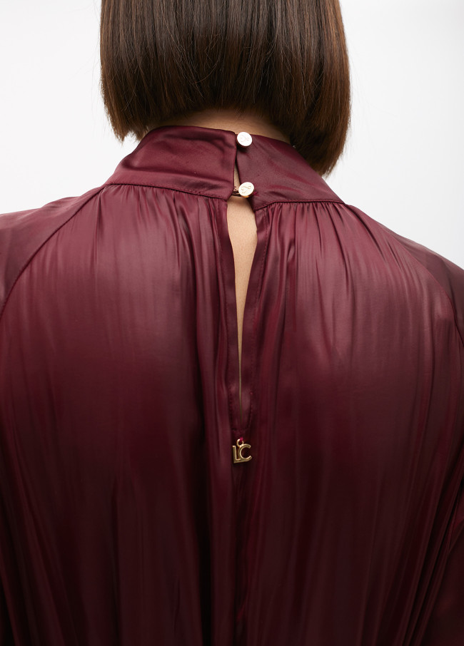 Shirt dress with waxed-effect belt