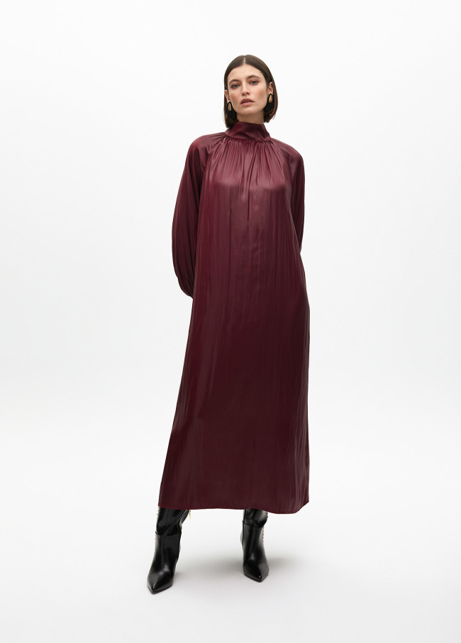 Shirt dress with waxed-effect belt