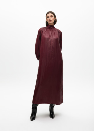 Shirt dress with waxed-effect belt