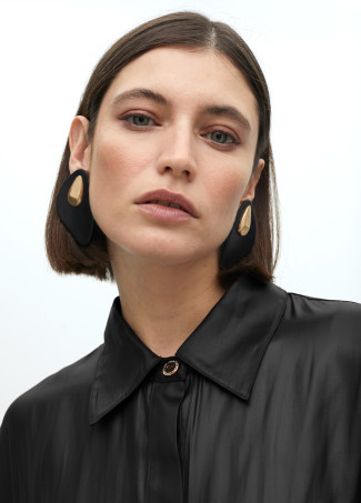 Oversize waxed-effect shirt