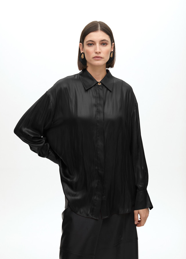 Oversize-Hemd mit Wachs-Effekt