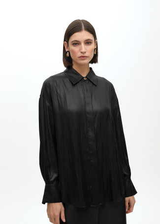 Oversize waxed-effect shirt