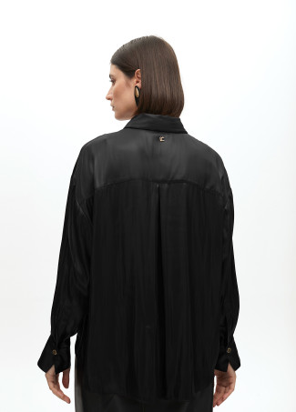 Oversize waxed-effect shirt