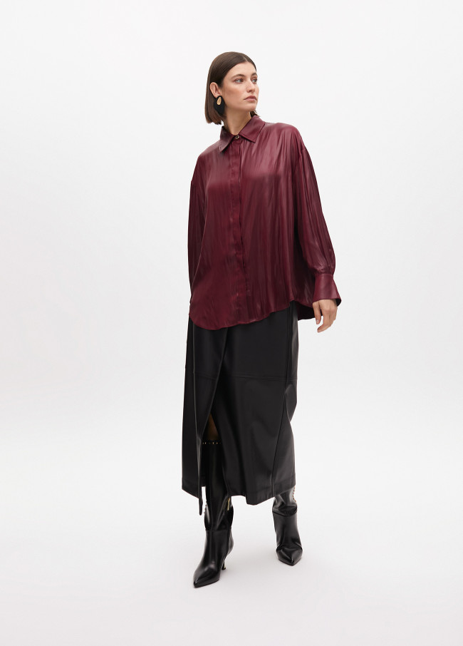 Oversize waxed-effect shirt