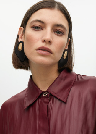 Oversize waxed-effect shirt