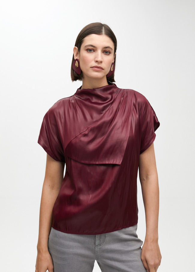 Top with draped sleeve detail