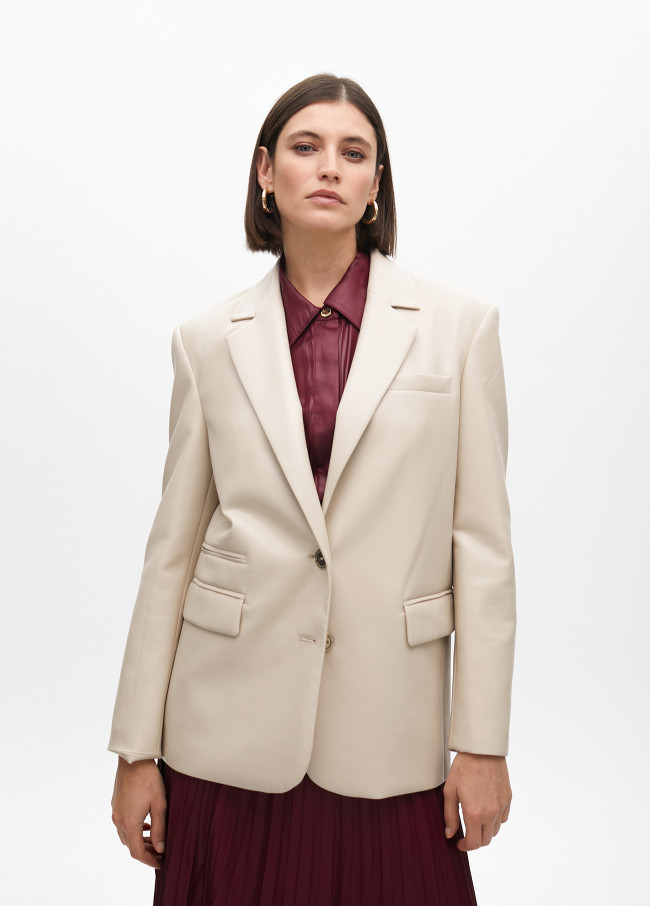 Blazer Effet Cuir Droite