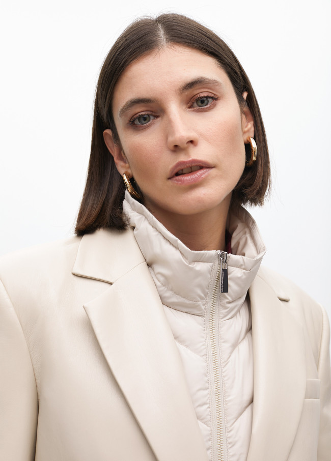 Straight fit faux leather blazer