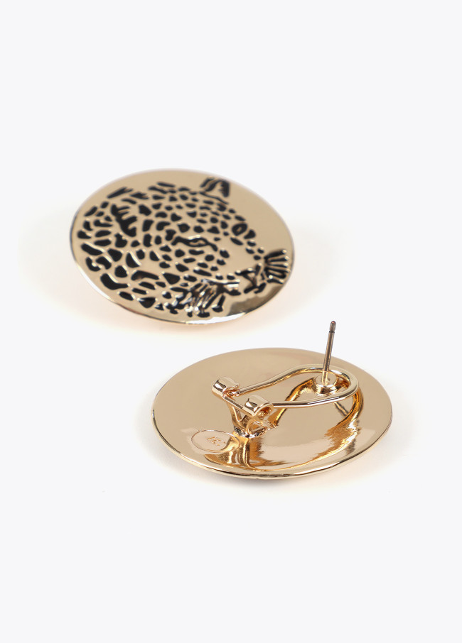 Pendientes botón cara tigre joya
