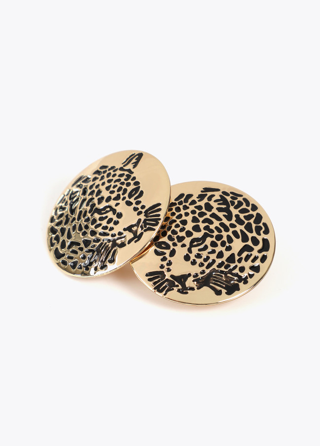 Pendientes boton cara tigre joya