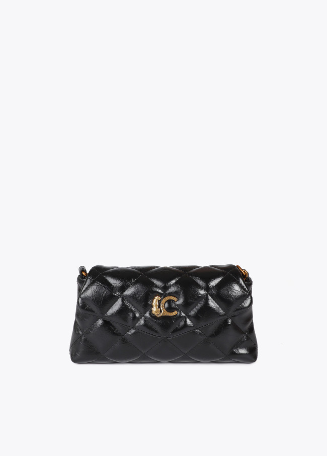 Mini quilted faux leather crossbody bag with...